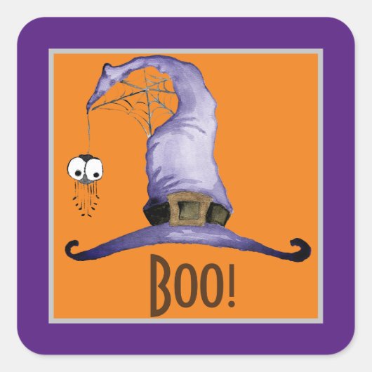 Boo. Whimsical Pet Square Sticker (Voorkant)
