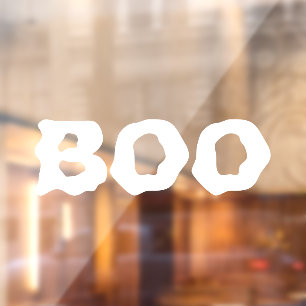 Boo white spooky enge grappige typografie Hallowee Raamsticker