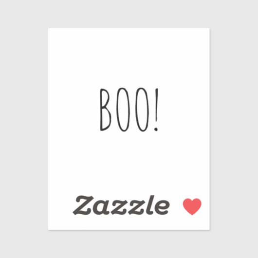 Boo white spooky typografie minimalist Halloween Sticker (Vel)