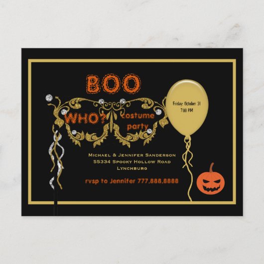 Boo Who? Halloween Kostuumfeest  Uitnodiging Briefkaart (Voorkant)