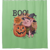 Boo Who's Oinking There Halloween Pig Douchegordijn (Voorkant)