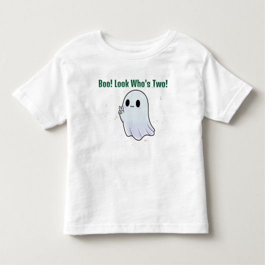 Boo, Who's Two, Ghost & Stardust Birthday Kinder Shirts (Voorkant)