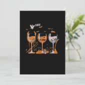 Boo Wine Glass Pumpkin Skull Witch Demon Halloween Feestdagenkaart (Staand voorkant)