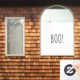 Boo wit zwart spooky typografie grappig Halloween Raamsticker
