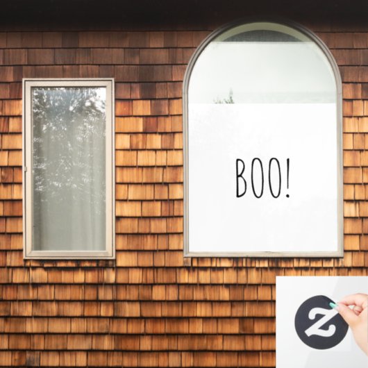 Boo wit zwart spooky typografie grappig Halloween Raamsticker (Huis Raam)