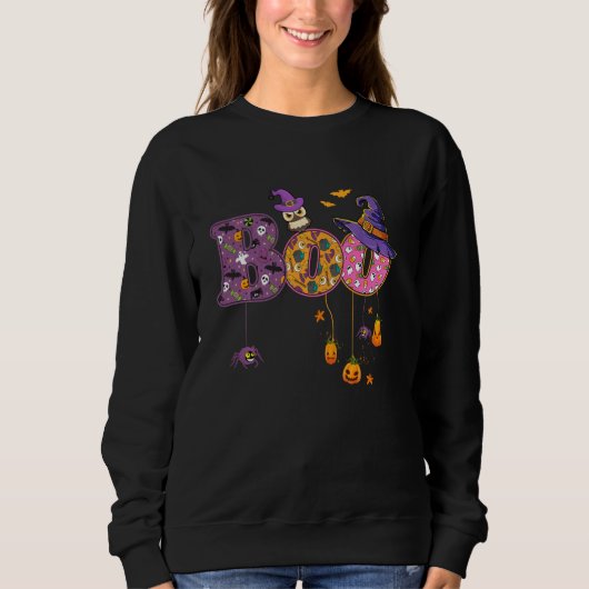Boo Witch Pet Uil Spinnen Bat Pumkin Funny Hallowe Trui (Voorkant)