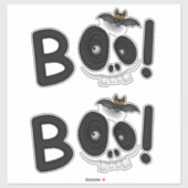 BOO with a Bite – Bat & Skull Halloween Lettering Sticker (Vel)