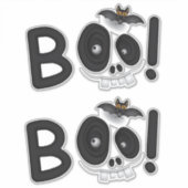 BOO with a Bite – Bat & Skull Halloween Lettering Sticker (Voorkant)