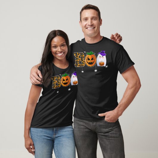 Boo With Spiders Ghost Pumpkin And Witch Hat Hallo T-shirt (Unisex)