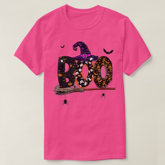 Boo With Witch Hat And Spiders Halloween Month T-shirt (Design voorkant)