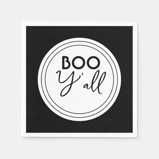 Boo Y’all Black and White Halloween Party Design Servet (Voorkant)