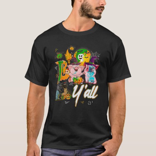 Boo Y alle Leuke Varken Heks Pet Pompoen Boerderij T-shirt (Voorkant)