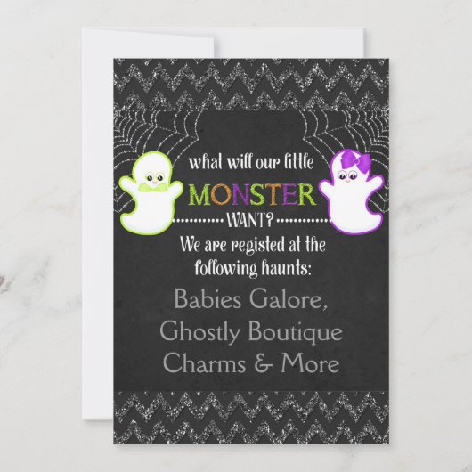 Boo-y of Ghoul Halloween Gender onthullen Invite Kaart (Achterkant)