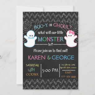 Boo-y of Ghoul Halloween Gender onthullen Invite Kaart