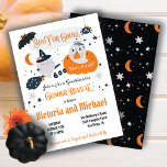 Boo Y of Ghoul Halloween Gender onthulling Baby sh Kaart<br><div class="desc">Wordt het een jongen "Boo y" of een Ghoul "girl"? Grappig halloween baby shower voor een baby openbaring. Geweldig voor jongen of meisje baby om te zijn! Kenmerken van geesten met een broomstick, pompoenen, vleermuis, spin en sterren. Ideaal voor een Oktoberfest, halloween of Dag van het dode baby shower. Om...</div>