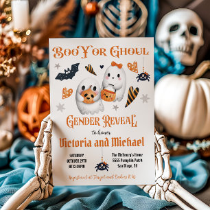 Boo Y of Ghoul Halloween Gender onthulling Baby sh Kaart