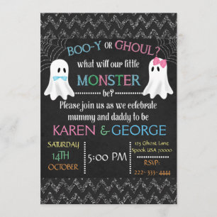Boo-y of Ghoul Halloween Genderonthulling Uitnodig Kaart