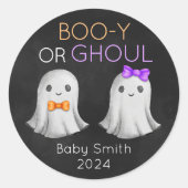 Boo-y of Ghoul Halloween geslacht onthullen Ronde Sticker (Voorkant)