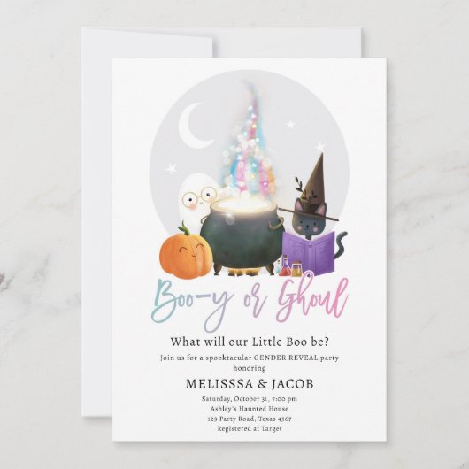 Boo-y of Ghoul Jongen Meisje Halloween Geslacht On Kaart (Voorkant)
