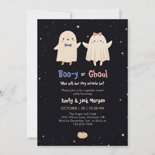 Boo-y of Ghoul Schattigee Halloween Ghosts Gendero Kaart (Voorkant)