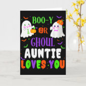 Boo-y Or Ghoul Auntie Loves You Boo Halloween Baby Kaart (Gele Bloem)