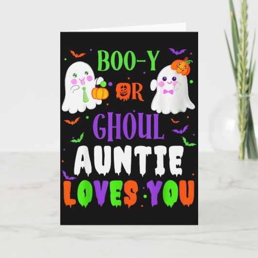 Boo-y Or Ghoul Auntie Loves You Boo Halloween Baby Kaart (Voorkant)