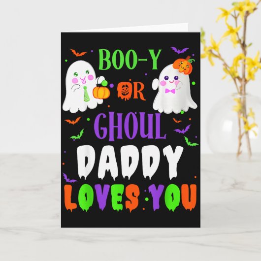 Boo-y Or Ghoul Daddy Loves You Boo Halloween Baby  Kaart (Gele Bloem)