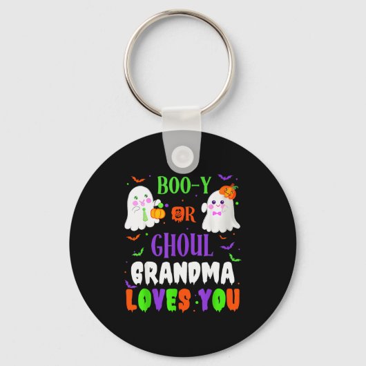 Boo-y Or Ghoul Grandma Loves You Boo Halloween Bab Sleutelhanger (Voorkant)