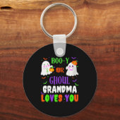 Boo-y Or Ghoul Grandma Loves You Boo Halloween Bab Sleutelhanger (Voorkant)