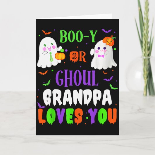Boo-y Or Ghoul Grandpa Loves You Boo Halloween Bab Kaart (Voorkant)