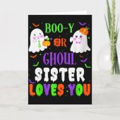 Boo-y Or Ghoul Sister Loves You Boo Halloween Baby Kaart (Voorkant)