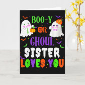 Boo-y Or Ghoul Sister Loves You Boo Halloween Baby Kaart (Gele Bloem)