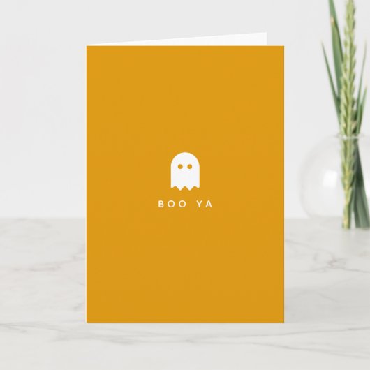 BOO YA | Halloween Ghost Modern Yah Fun Booya Kaart (Voorkant)