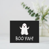 Boo Yah Funny Halloween Ghost Briefkaart (Staand voorkant)