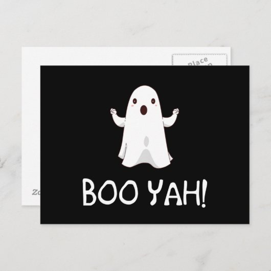 Boo Yah Funny Halloween Ghost Briefkaart (Voorkant / Achterkant)