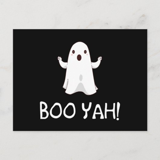 Boo Yah Funny Halloween Ghost Briefkaart (Voorkant)