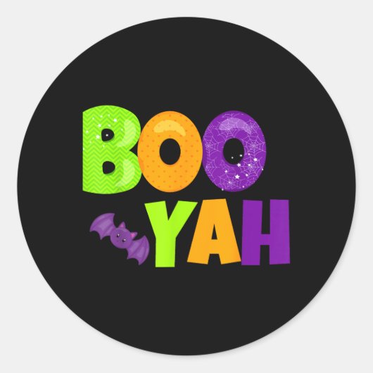 Boo-Yah Grappige Halloween Ronde Sticker (Voorkant)
