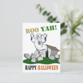 Boo Yah. Happy Halloween Briefkaart (Staand voorkant)