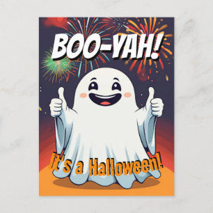 Boo-yah Het is een grappige Halloween-geest Briefkaart