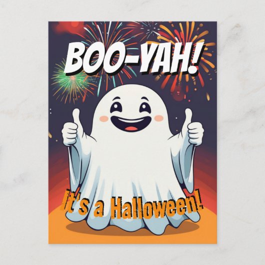 Boo-yah Het is een grappige Halloween-geest Briefkaart (Voorkant)