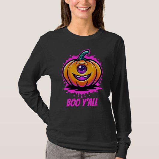 Boo Y'All, griezelig schattig Halloween-ontwerp T-shirt (Voorkant)