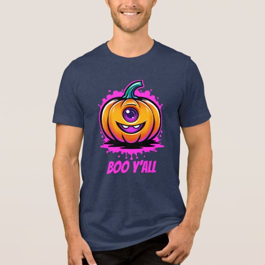 Boo Y'All, griezelig schattig Halloween-ontwerp Tri-Blend Shirt (Voorkant)