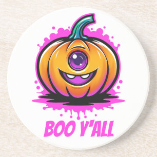 Boo Y'All, griezelig schattig Halloween ontwerp Zandsteen Onderzetter