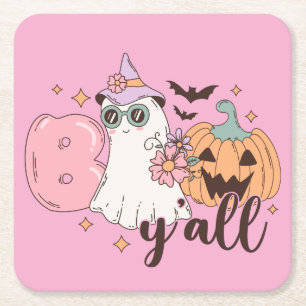 Boo Y'All Halloween Kartonnen Onderzetters