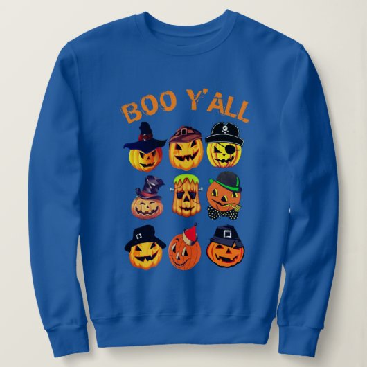 Boo Yall Hoodie, Halloween Pumpkin Carving Collage Trui (Design voorkant)