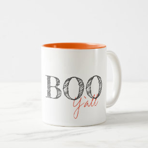 BOO Y'ALL Modern Halloween Southern Fun Tweekleurige Koffiemok