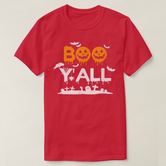Boo Y'all Pumpkin Ghosts Scary Witch Funny alowe T-shirt (Design voorkant)
