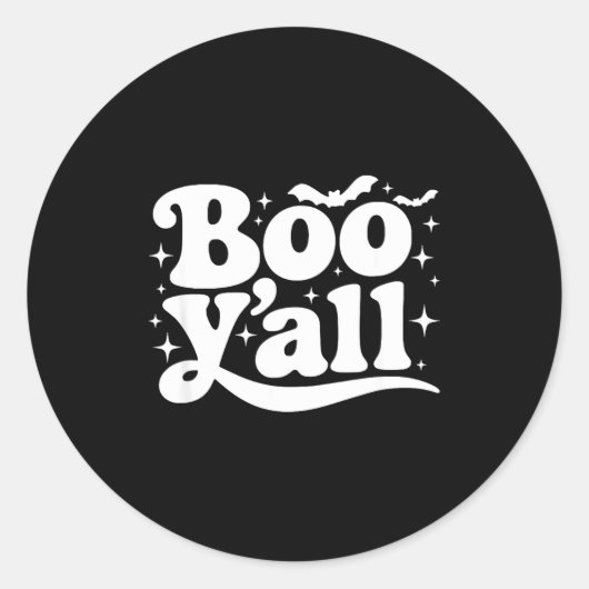 Boo Y'all Southern Retro Halloween Quote Saying Ba Ronde Sticker (Voorkant)