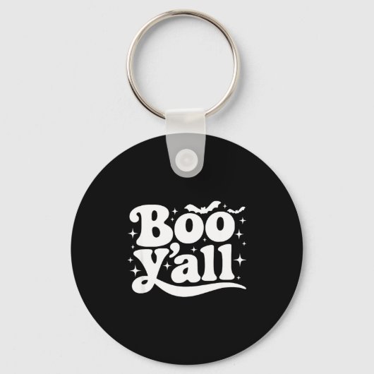 Boo Y'all Southern Retro Halloween Quote Saying Ba Sleutelhanger (Voorkant)