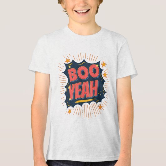 Boo Yeah Cartoon Stars Trail Tri-Blend Shirt (Voorkant)